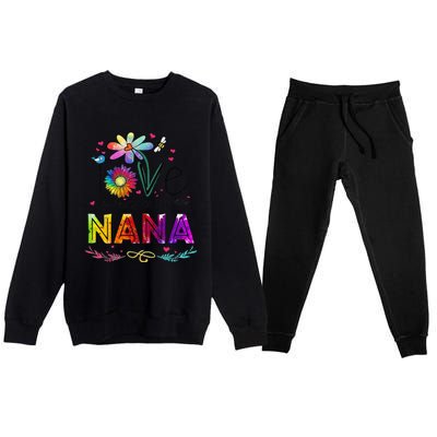 Womens I Love Being Called Nana Daisy Flower Cute Mother's Day Premium Crewneck Sweatsuit Set