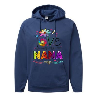 Womens I Love Being Called Nana Daisy Flower Cute Mother's Day Performance Fleece Hoodie