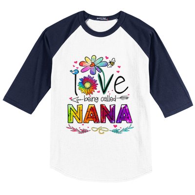 Womens I Love Being Called Nana Daisy Flower Cute Mother's Day Baseball Sleeve Shirt