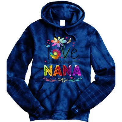 Womens I Love Being Called Nana Daisy Flower Cute Mother's Day Tie Dye Hoodie