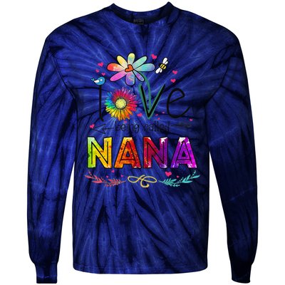 Womens I Love Being Called Nana Daisy Flower Cute Mother's Day Tie-Dye Long Sleeve Shirt