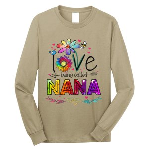 Womens I Love Being Called Nana Daisy Flower Cute Mother's Day Long Sleeve Shirt