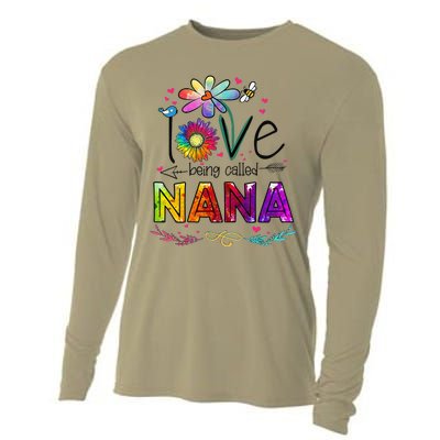 Womens I Love Being Called Nana Daisy Flower Cute Mother's Day Cooling Performance Long Sleeve Crew