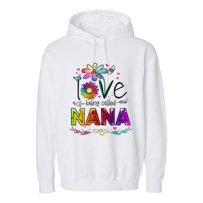 Womens I Love Being Called Nana Daisy Flower Cute Mother's Day Garment-Dyed Fleece Hoodie