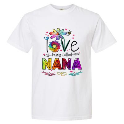 Womens I Love Being Called Nana Daisy Flower Cute Mother's Day Garment-Dyed Heavyweight T-Shirt