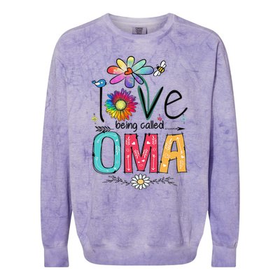 Womens I Love Being Called Oma Daisy Flower Cute Mother's Day Colorblast Crewneck Sweatshirt