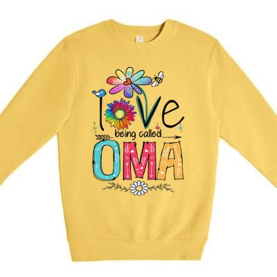 Womens I Love Being Called Oma Daisy Flower Cute Mother's Day Premium Crewneck Sweatshirt