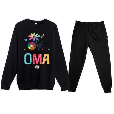 Womens I Love Being Called Oma Daisy Flower Cute Mother's Day Premium Crewneck Sweatsuit Set