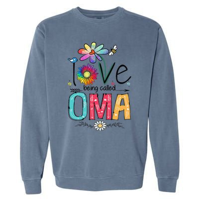 Womens I Love Being Called Oma Daisy Flower Cute Mother's Day Garment-Dyed Sweatshirt