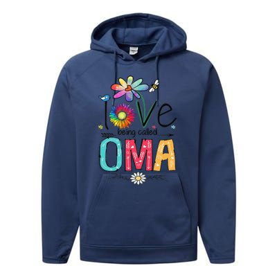 Womens I Love Being Called Oma Daisy Flower Cute Mother's Day Performance Fleece Hoodie