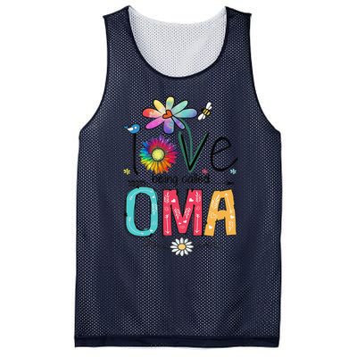 Womens I Love Being Called Oma Daisy Flower Cute Mother's Day Mesh Reversible Basketball Jersey Tank