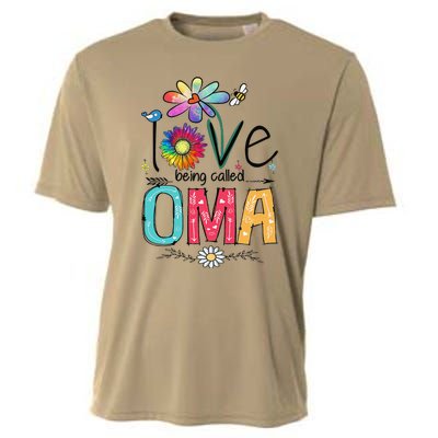 Womens I Love Being Called Oma Daisy Flower Cute Mother's Day Cooling Performance Crew T-Shirt