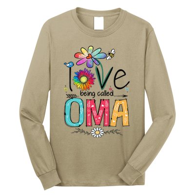 Womens I Love Being Called Oma Daisy Flower Cute Mother's Day Long Sleeve Shirt