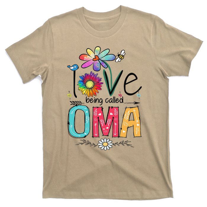 Womens I Love Being Called Oma Daisy Flower Cute Mother's Day T-Shirt