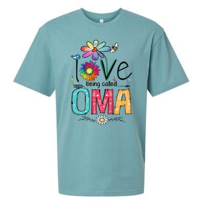 Womens I Love Being Called Oma Daisy Flower Cute Mother's Day Sueded Cloud Jersey T-Shirt