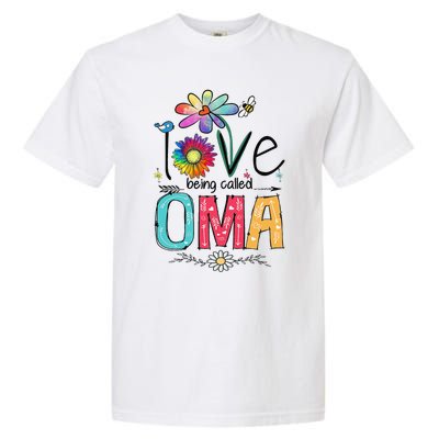 Womens I Love Being Called Oma Daisy Flower Cute Mother's Day Garment-Dyed Heavyweight T-Shirt