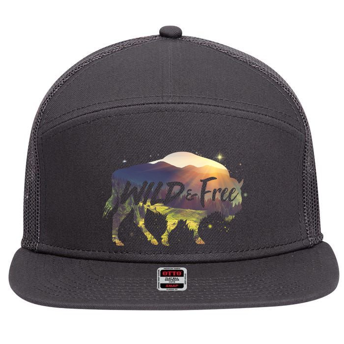 Wild And Free 7 Panel Mesh Trucker Snapback Hat