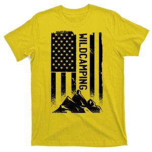 Wild Camping American Flag Mountain T-Shirt