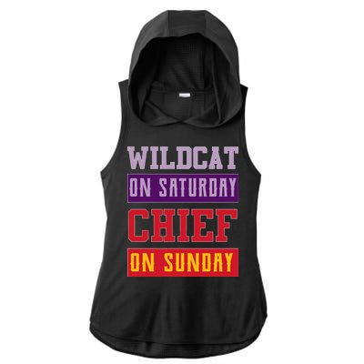 Wildcat On Saturday Chief On Sunday Ladies PosiCharge Tri-Blend Wicking Draft Hoodie Tank