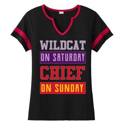 Wildcat On Saturday Chief On Sunday Ladies Halftime Notch Neck Tee