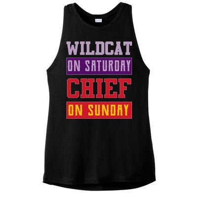 Wildcat On Saturday Chief On Sunday Ladies PosiCharge Tri-Blend Wicking Tank