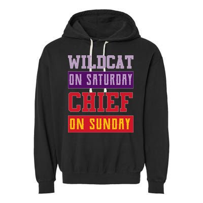 Wildcat On Saturday Chief On Sunday Garment-Dyed Fleece Hoodie