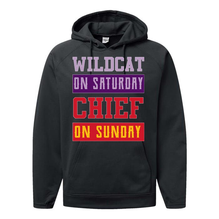 Wildcat On Saturday Chief On Sunday Performance Fleece Hoodie