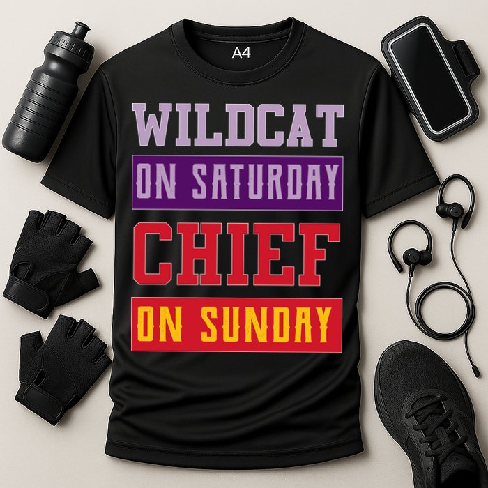 Wildcat On Saturday Chief On Sunday Cooling Performance Crew T-Shirt