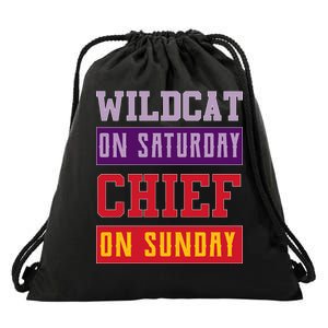 Wildcat On Saturday Chief On Sunday Drawstring Bag