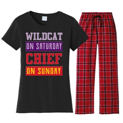 Wildcat On Saturday Chief On Sunday Women's Flannel Pajama Set