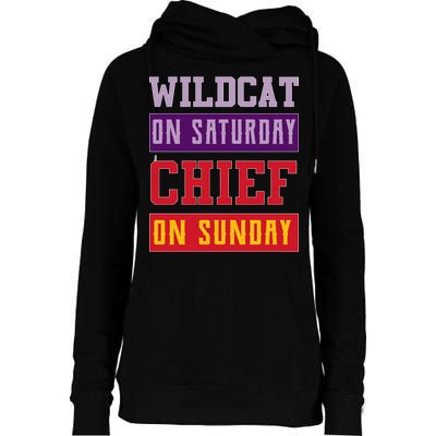 Wildcat On Saturday Chief On Sunday Womens Funnel Neck Pullover Hood