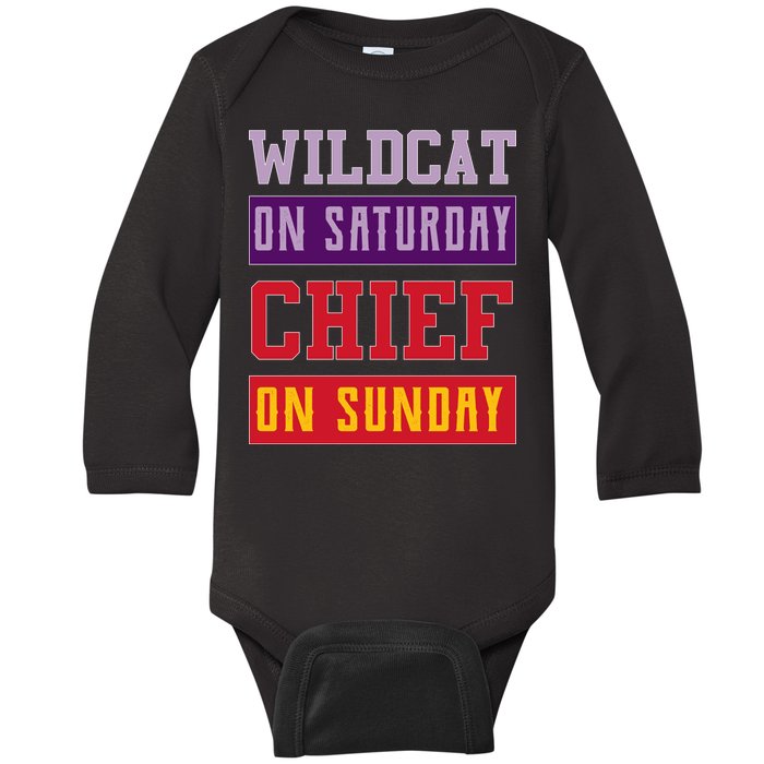 Wildcat On Saturday Chief On Sunday Baby Long Sleeve Bodysuit