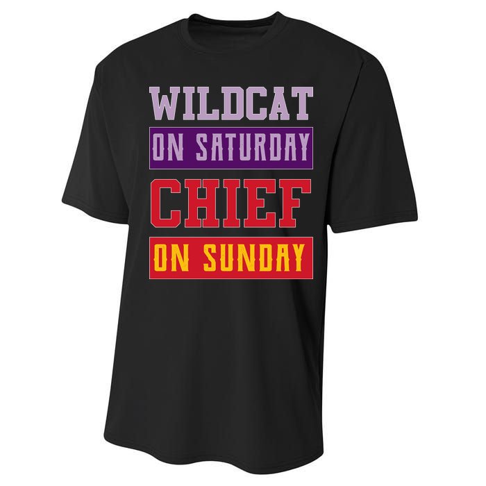 Wildcat On Saturday Chief On Sunday Performance Sprint T-Shirt