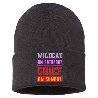 Wildcat On Saturday Chief On Sunday Sustainable Knit Beanie