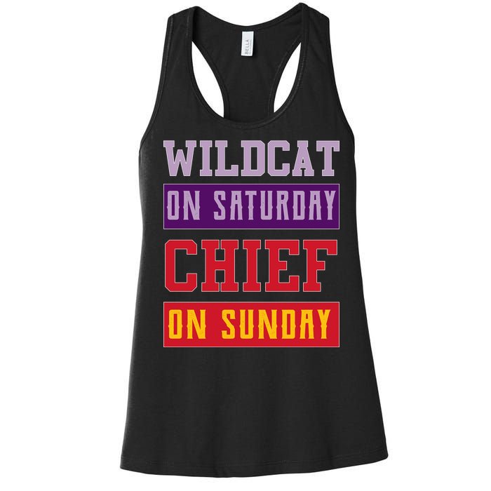 Wildcat On Saturday Chief On Sunday Women's Racerback Tank