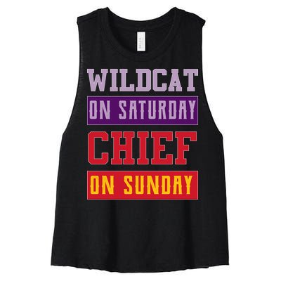 Wildcat On Saturday Chief On Sunday Women's Racerback Cropped Tank