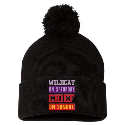 Wildcat On Saturday Chief On Sunday Pom Pom 12in Knit Beanie