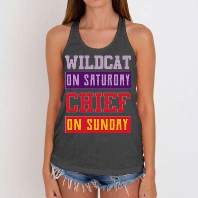 Wildcat On Saturday Chief On Sunday Women's Knotted Racerback Tank