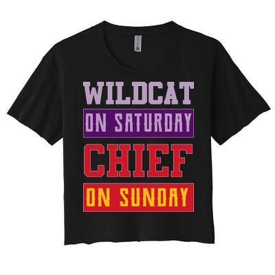 Wildcat On Saturday Chief On Sunday Women's Crop Top Tee