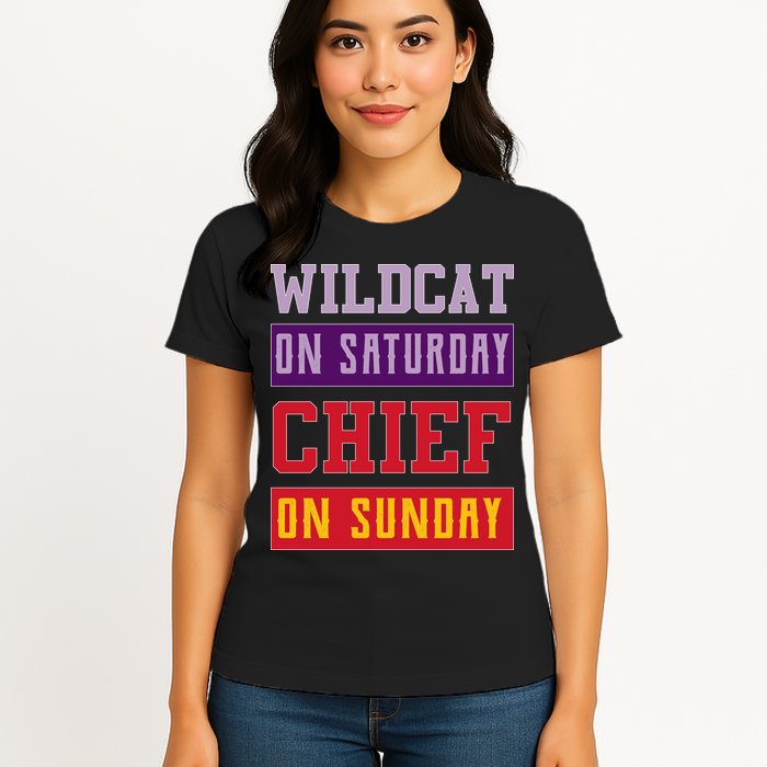 Wildcat On Saturday Chief On Sunday Womens T-Shirt