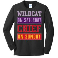 Wildcat On Saturday Chief On Sunday Kids Long Sleeve Shirt