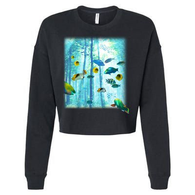 Wilderness Fish In Nature Cropped Pullover Crew