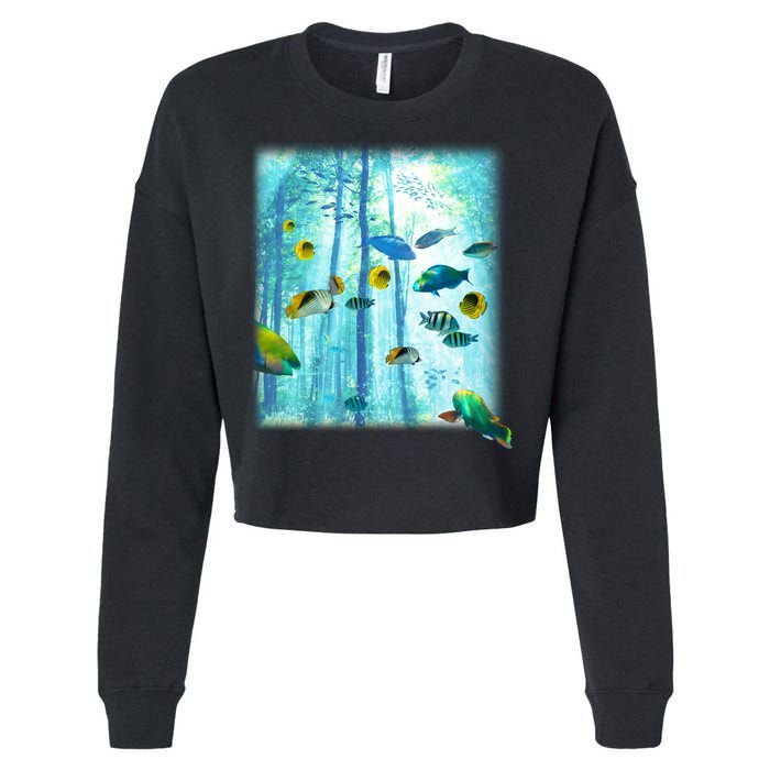 Wilderness Fish In Nature Cropped Pullover Crew