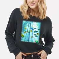 Wilderness Fish In Nature Cropped Pullover Crew
