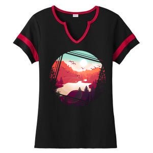 Wilderness Nature Scenery Ladies Halftime Notch Neck Tee