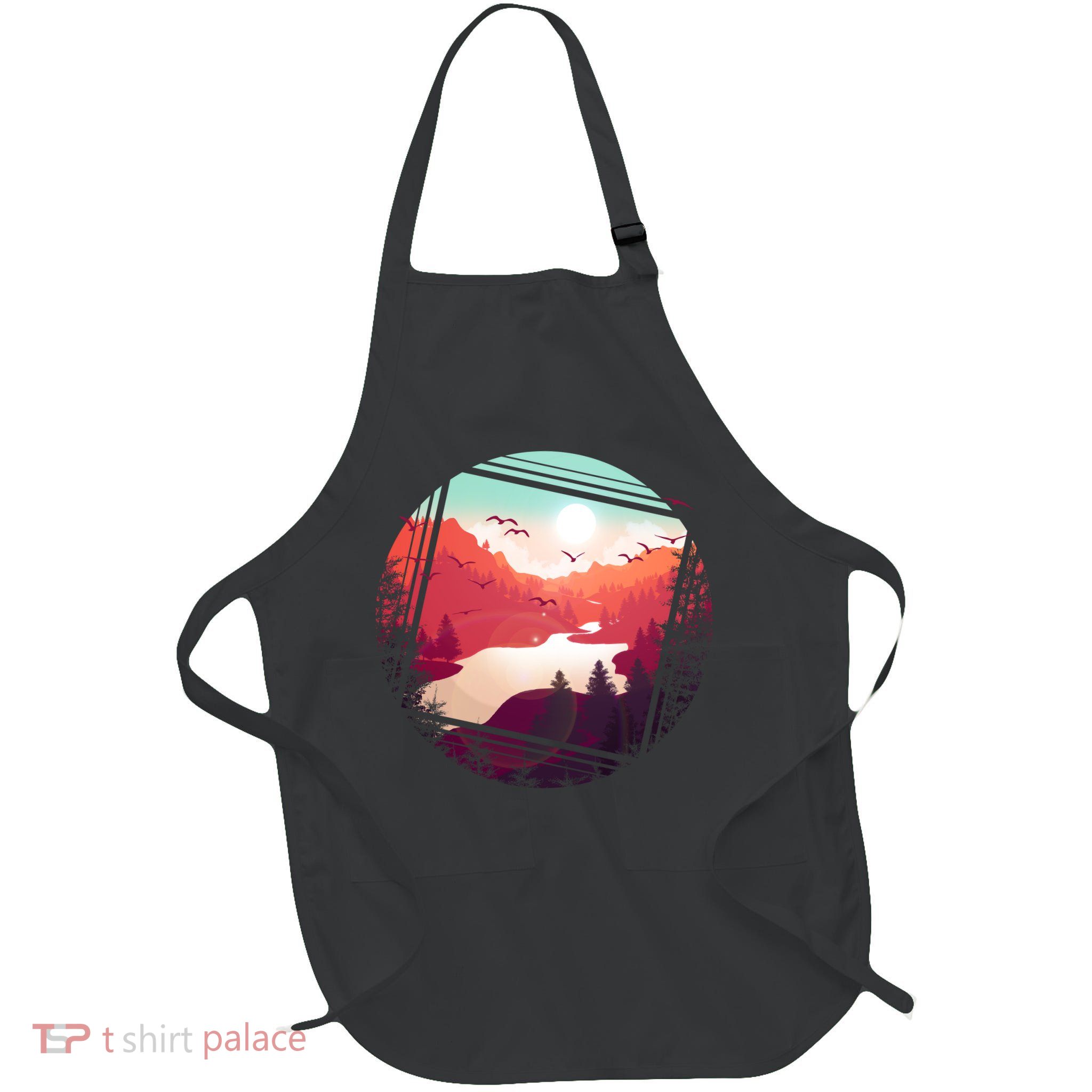 Wilderness Nature Scenery Full-Length Apron With Pockets