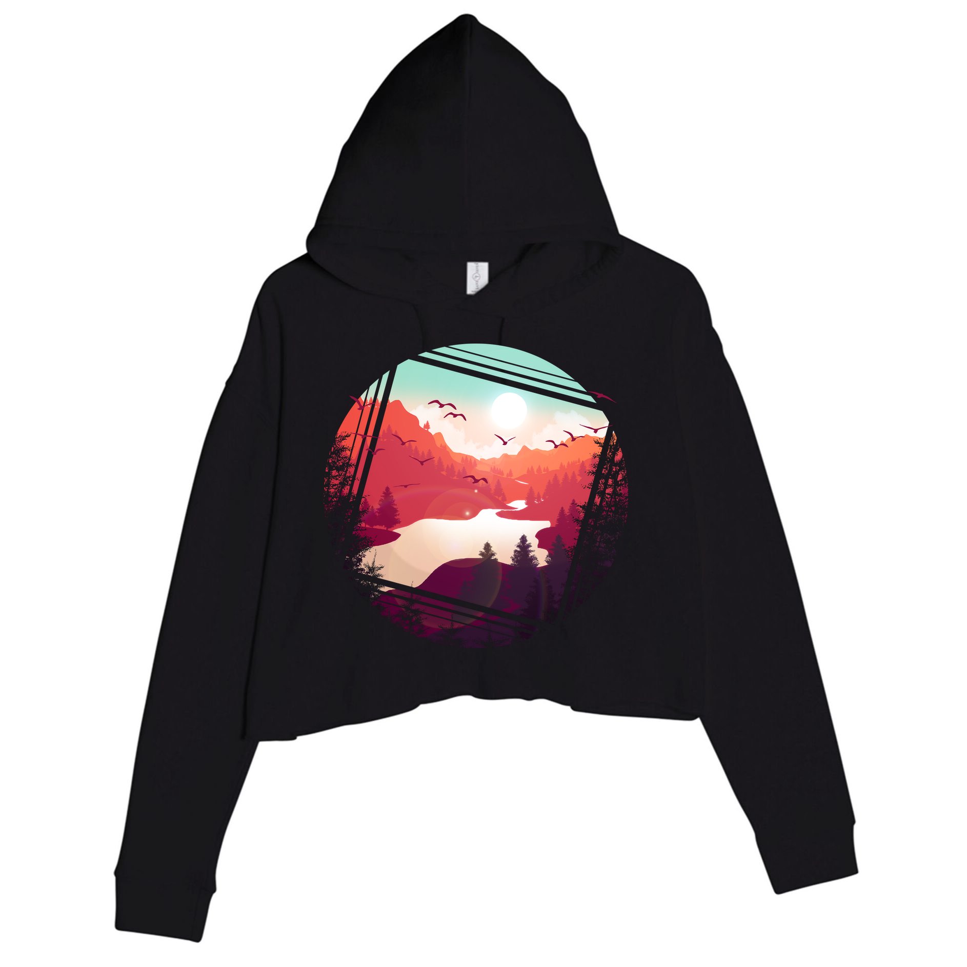 Wilderness Nature Scenery Crop Fleece Hoodie
