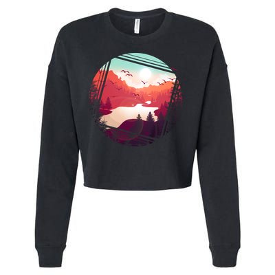 Wilderness Nature Scenery Cropped Pullover Crew