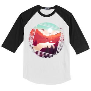 Wilderness Nature Scenery Kids Colorblock Raglan Jersey