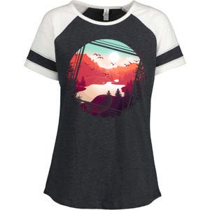 Wilderness Nature Scenery Enza Ladies Jersey Colorblock Tee